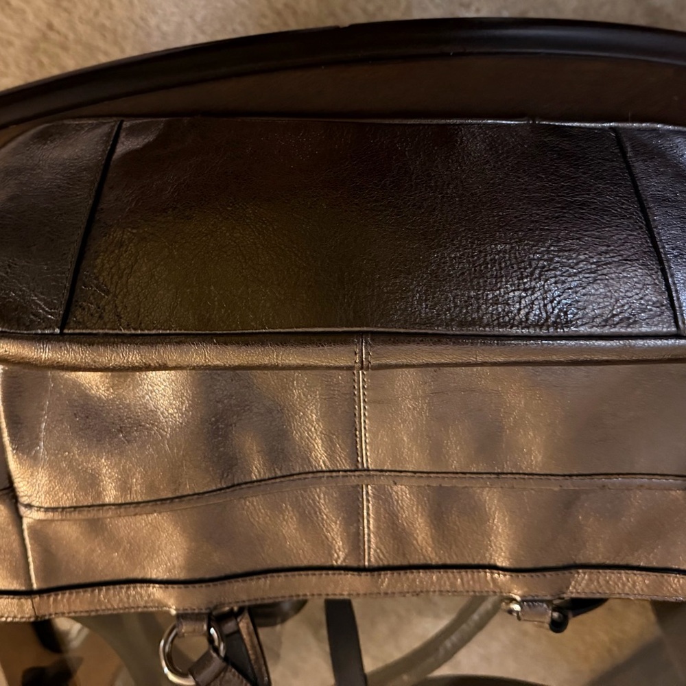 Coach Gallery Metallic Bronze Signature Lurex Tote - Picture 12 of 14
